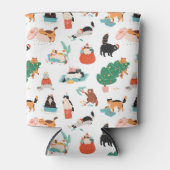 Spielerische Katzen und Weihnachtsbaummuster Dosenkühler (Vorderseite)