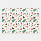 Spielerische Katzen und Weihnachtsbaummuster Geschenkpapier Set (Vorderseite 3)