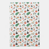 Spielerische Katzen und Weihnachtsbaummuster Geschirrtuch (Vertikal)