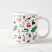 Spielerische Katzen und Weihnachtsbaummuster Jumbo-Tasse (Rechts)