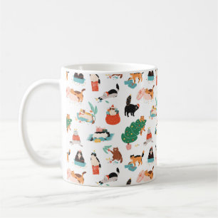Spielerische Katzen und Weihnachtsbaummuster Kaffeetasse