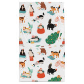Spielerische Katzen und Weihnachtsbaummuster Kleine Geschenktüte (Rückseite)