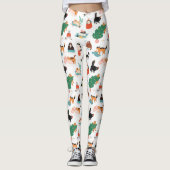 Spielerische Katzen und Weihnachtsbaummuster Leggings (Vorderseite)