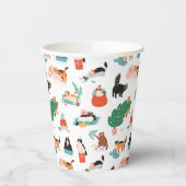 Spielerische Katzen und Weihnachtsbaummuster Pappbecher (Links)