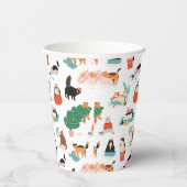 Spielerische Katzen und Weihnachtsbaummuster Pappbecher (Rechts)