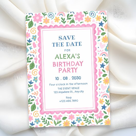 Spielerische Kritzelmalerei Save The Date