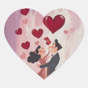 Spielerische Liebe in der Luft Herz-Aufkleber