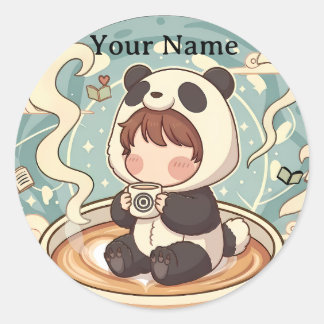 Spielerische Panda-Aufkleber für Kinder Runder Aufkleber