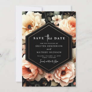 Spielerische Pfirsichhochzeit Save The Date