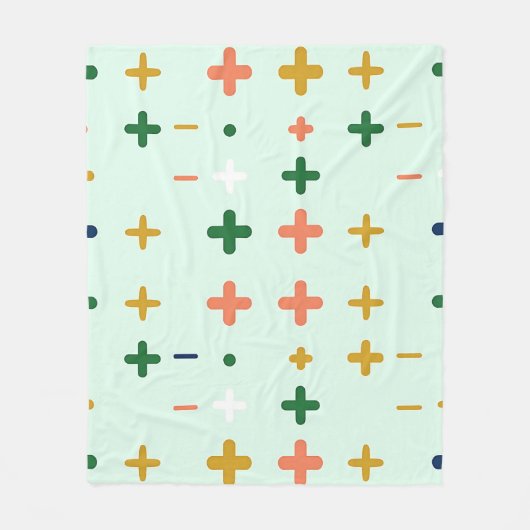 Spielerische Pluszeichen Geometrisches Retro-Muste Fleecedecke (Vorderseite)