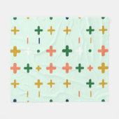 Spielerische Pluszeichen Geometrisches Retro-Muste Fleecedecke (Vorderseite (Horizontal))