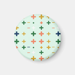 Spielerische Pluszeichen Geometrisches Retro-Muste Magnet