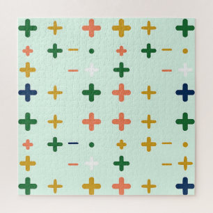 Spielerische Pluszeichen Geometrisches Retro-Muste Puzzle