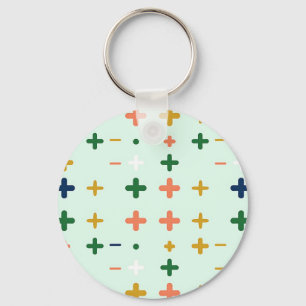 Spielerische Pluszeichen Geometrisches Retro-Muste Schlüsselanhänger