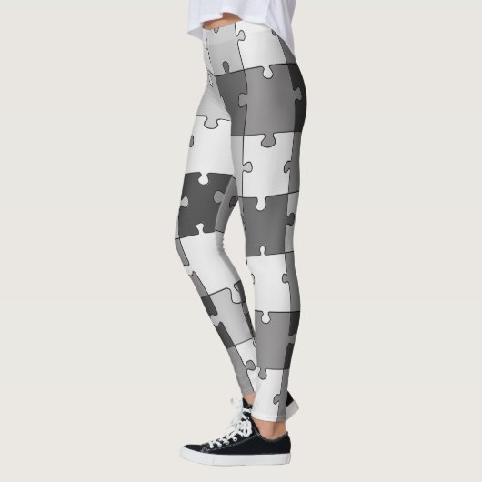 Spielerische Puzzle-Grau-Töne Leggings (Links)