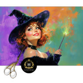 Spielerische Redhead Hexe Halloween Dekoupage Seidenpapier