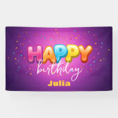 Spielerische Regenbogenblasen am Lila Geburtstag Banner (Horizontal)