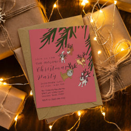 Spielerische Rentierhunde Weihnachtsillustration Einladung