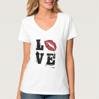 Spielerische Rote Lippen gestapelte Liebe Valentin T-Shirt