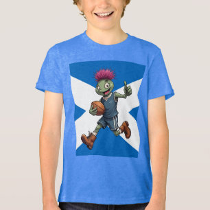 Spielerische schottische Distel-Rugby-Illustration Tri-Blend Shirt