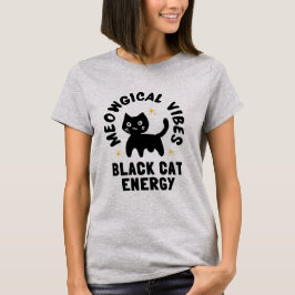 Spielerische schwarze Katzenenergie, funkelndes Ka T-Shirt