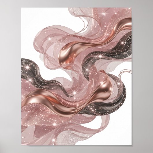 Spielerische silberne ABSTRACTE KUNST v2 Poster (Vorne)