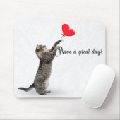 spielerische Tischkatze mit Herzballon Mousepad (Mit Mouse)