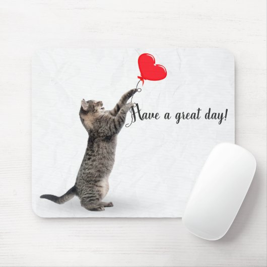 spielerische Tischkatze mit Herzballon Mousepad (Mit Mouse)