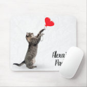 spielerische Tischkatze mit Herzballon Mousepad (Mit Mouse)