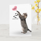 spielerische Tischkatze zum 2. Geburtstag Karte (Gelbe Blume)