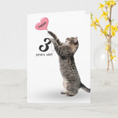 spielerische Tischkatze zum 3. Geburtstag Karte (Gelbe Blume)