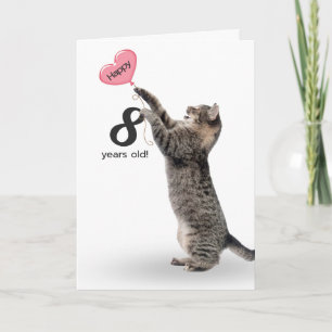 spielerische Tischkatze zum 8. Geburtstag Karte