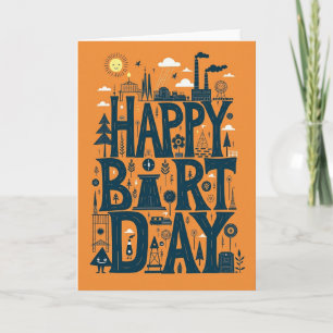 Spielerische typografische Geburtstagskarte Karte