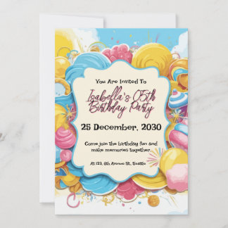 Spielerische und mit Candy-Themed Einladung zum Ge