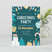 Spielerische Weihnachtsfeier Einladung (Stehend Vorderseite)