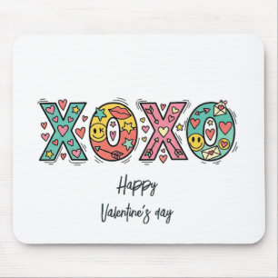 Spielerische "XOXO"-Herzen Frohen Valentinstag Mousepad