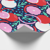 Spielerische Zitrusfrüchte & Konfetti Mitternachts Geschenkpapier (Ecke)