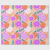 Spielerische Zitrusfrüchte & Konfetti Rosa Limonad Geschenkpapier (Flach)