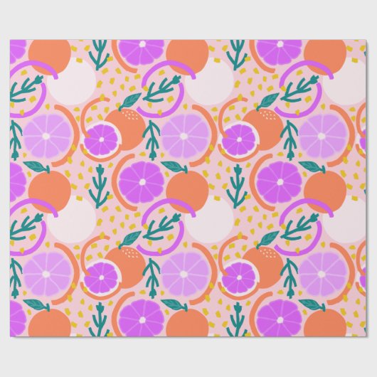 Spielerische Zitrusfrüchte & Konfetti Rosa Limonad Geschenkpapier (Flach)