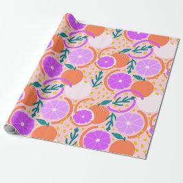 Spielerische Zitrusfrüchte & Konfetti Rosa Limonad Geschenkpapier