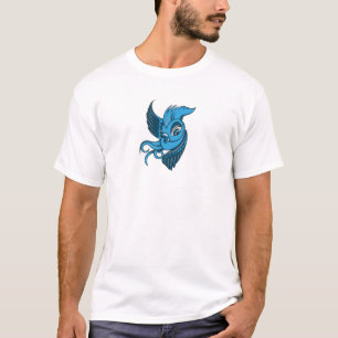 Spielerische zwei tonten blauen Vogel T-Shirt