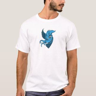 Spielerische zwei tonten blauen Vogel T-Shirt