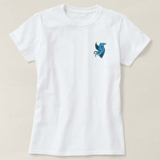Spielerische zwei tonten blauen Vogel T-Shirt (Design vorne)