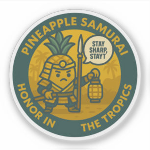 Spielerischer Ananas-Samurai-Kampfsport Aufkleber