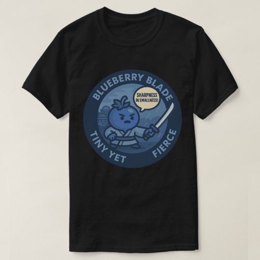 Spielerischer Blaubeer-Samurai-Power  T-Shirt (Design vorne)