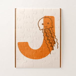 Spielerischer Buchstabe "J" Quallen-Alphabet-Kunst Puzzle