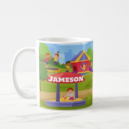 Spielerischer Cartoon Kinderspielplatz Name Kaffeetasse (Links)