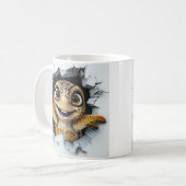 Spielerischer Cartoon Turtle Emerging Kaffeetasse (Vorderseite Links)