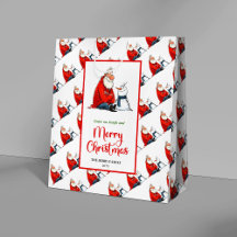 Spielerischer Cartoon-Weihnachtsmann leuchtendes W