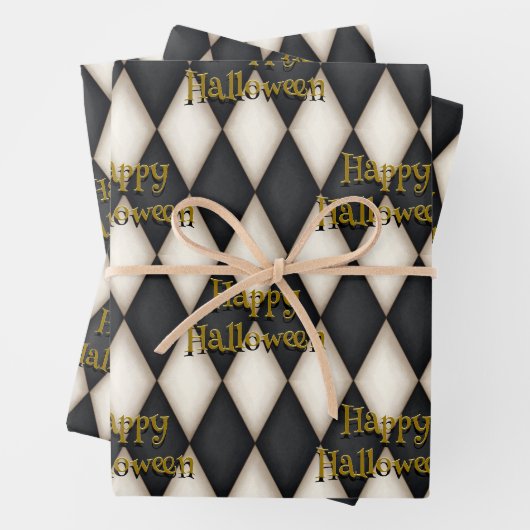 spielerischer Floating Text Gothic Harlequin Geschenkpapier Set (Beispiel)